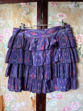 GAP Purple Tiered Pleated Mini Skirt with Pink-Red Accents